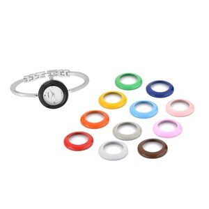 Strada Japanese Movement Watch w/ 12pcs Replacement Bezels Silvertone (26.16mm)